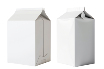 The white milk box is isolated on a transparent background. Mockup