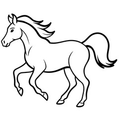 A stallion running horse silhouette isolated on white