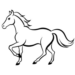 horse vector illustration. A stallion running horse silhouette isolated on white