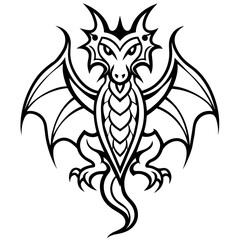 tribal dragon tattoo design art, vector illustration. 
