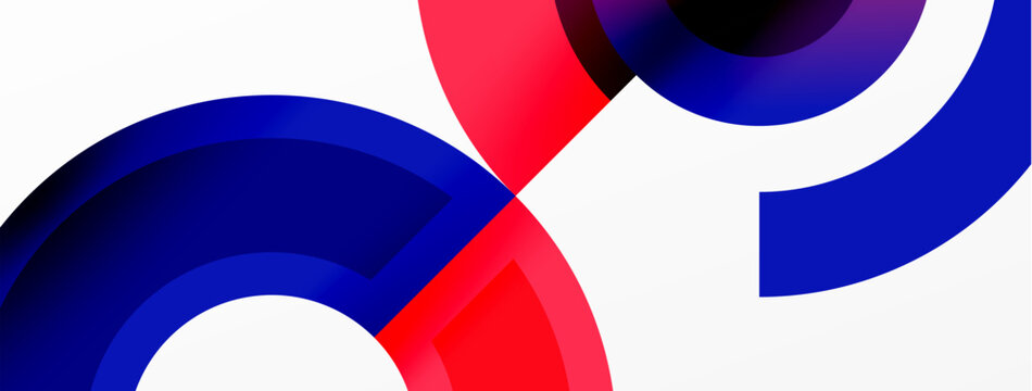 A vibrant art piece with a red, electric blue, and magenta circle pattern on a white background. Closeup recreation of a balloon event