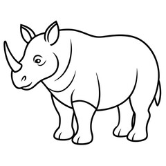 rhino vector illustration. rhino cartoon coloring page