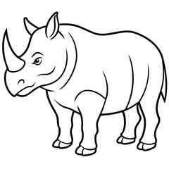 rhino vector illustration. rhino cartoon coloring page