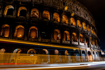 Rome, Italy - May 2 2013: The night view of Colosseum in Rome