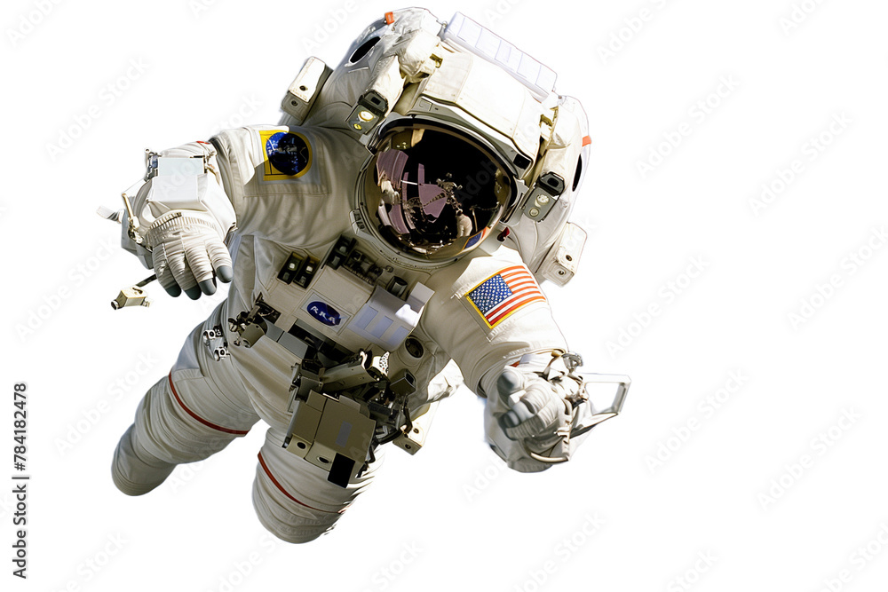Wall mural astronaut floating in space on transparent background png file