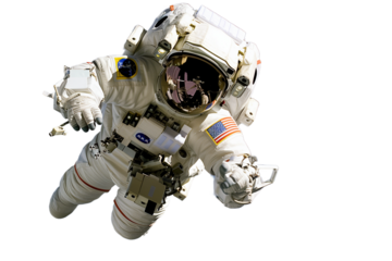 Astronaut floating in space on transparent background png file