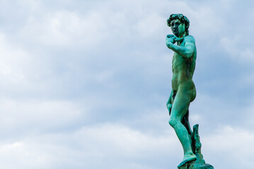 Florence, Italy - May 15 2013: The David Statue by Michelangelo at Piazzale Michelangelo