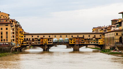 Florence, Italy - May 12 2013: The Florene cityscape from the Arno River