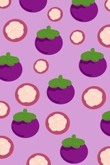 seamless pattern with mangosteen