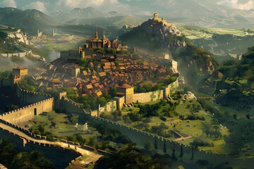 view of town umbria country. Generative AI