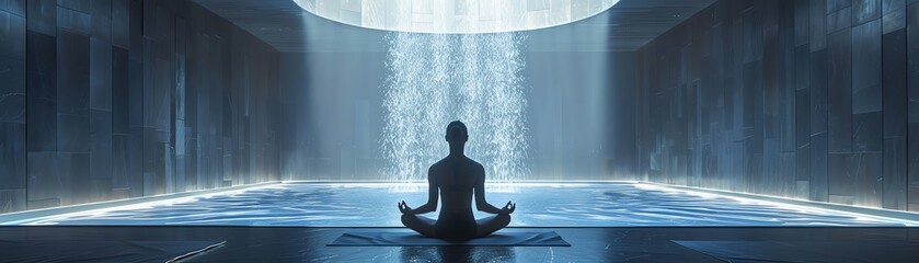 High-tech meditation and yoga space with mood-enhancing technology