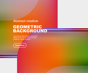 A vibrant abstract geometric background featuring tints and shades of amber, orange, magenta, and electric blue. Includes a read more button. Perfect for graphics, logos, and branding