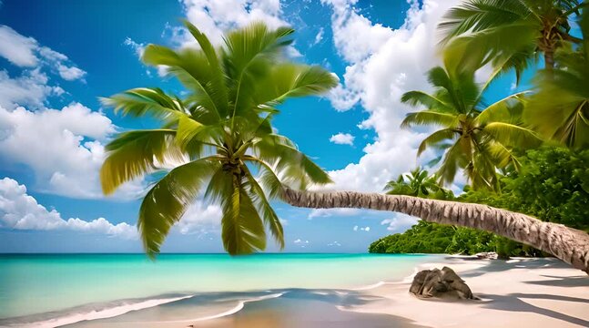 Spectacular Palm Tree Silhouette on a Tropical Island Beach