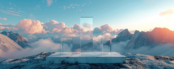 glass podium against the clouds