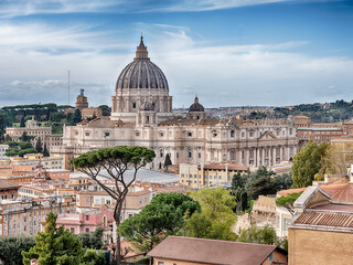 Vatican City With The Basilica Of St. Peter - obrazy, fototapety, plakaty