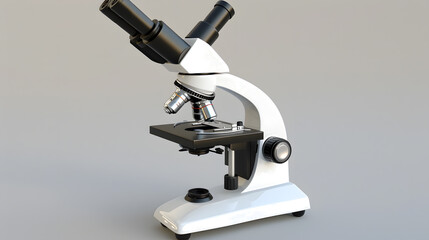 Microscope in Laboratory on White Background