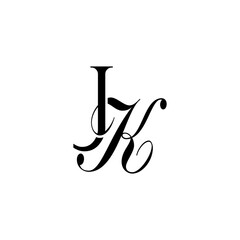 Initial Mixed Letter Logo. Logotype design. Simple Luxury Black Flat Vector JK