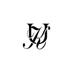 Initial Mixed Letter Logo. Logotype design. Simple Luxury Black Flat Vector UK
