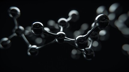 3D illustration of a molecular model illuminated by a close-up black color.