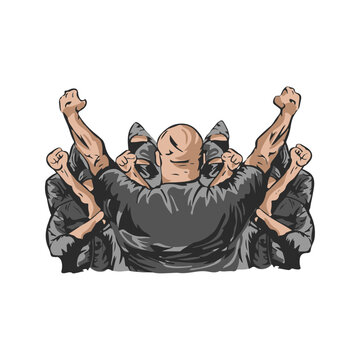 hooligan ultras crowded vector illustration images white background color