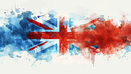 Watercolor England Flag: Minimalist Vector Illustration with Bold Brush Strokes
