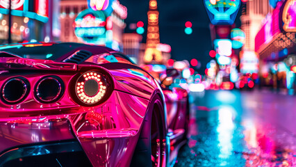 Exotic Sports Car on the Las Vegas Strip at Night
