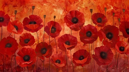 Poppy flowers sign of a day to honours, remember, and pay our respects.  - 784193664