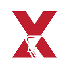 Letter X Excavator Logo for Construction Company. Excavator Machine Symbol