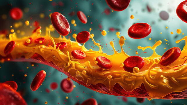 Blood Vessel With Red and Yellow Blood Flowing