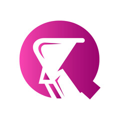 Letter Q Excavator Logo for Construction Company. Excavator Machine Symbol