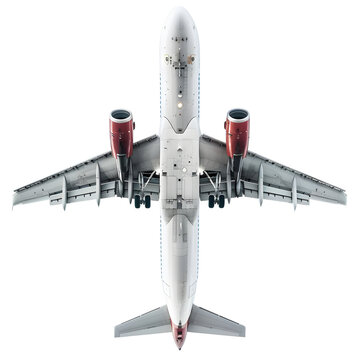 High detailed white airliner, 3d render on a transparent background. Airplane Take Off, isolated 3d illustration. Airline Concept Travel Passenger plane. Jet commercial airplane.