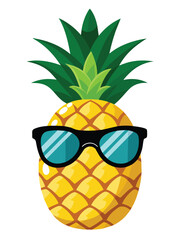 hipster pineapple with cooling glasses vector