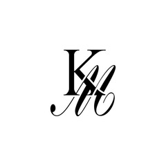 Initial Mixed Letter Logo. Logotype design. Simple Luxury Black Flat Vector KM