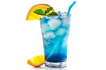 blue lagoon cocktail isolated on white background