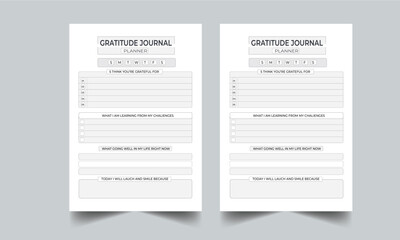 Gratitude Journal Planner Printable Sheet. Set of Gratitude Journal Template Design. Minimalist planner pages design. Daily Gratitude Planner Design.