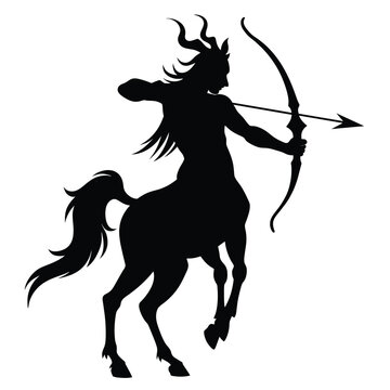 silhouette of a centaur archer, mythical creature vector