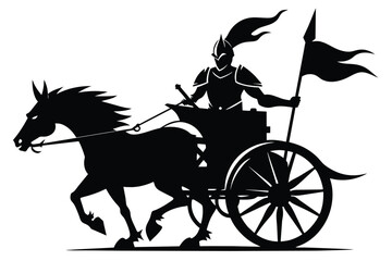 silhouette of a warrior on a war chariot vector