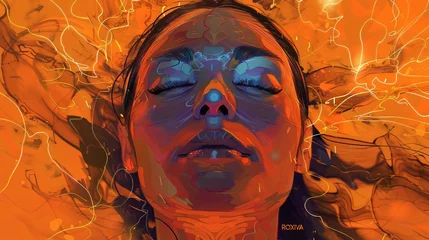 Fotobehang Sleeping Woman Illustration © Ariestia