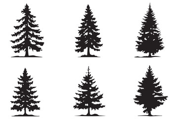 Set of Christmas Tree vector silhouettes