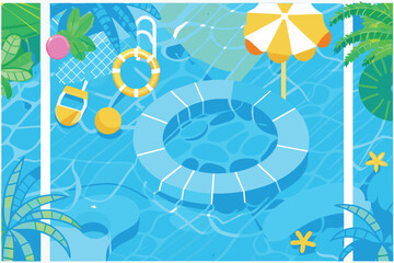 summer vector background with pool illustration