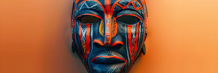 colorful ethnic African mask on simple background