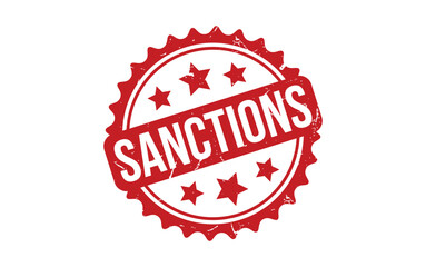 Obraz premium Sanctions Stamp. Red Sanctions Rubber grunge Stamp
