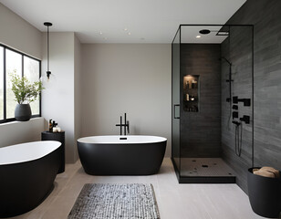 modern bathroom interior with shower