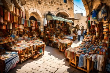 Naklejka premium View of souvenir market in old city Jerusalem