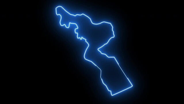 map of Chitipa District in malawi with glowing neon effect
