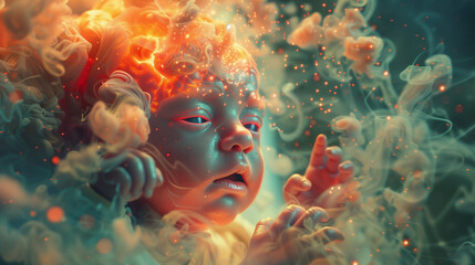 Depict the newborns sensitivity to touch, temperature, and other sensory stimuli - obrazy, fototapety, plakaty