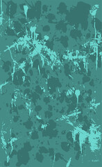 Turquoise grunge style background. Vector texture of paint, streaks, blotches