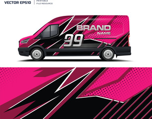 Car van Wrap design for company, decal, wrap, and sticker. abstract stripe background kit designs for van wrap vehicle