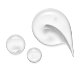 Gel serum drop texture. Liquid cream swatch set . Clear skincare product isolated on transparent background with shadow