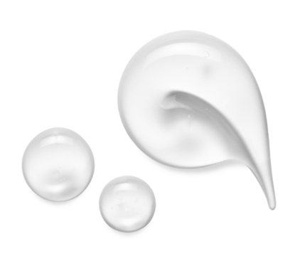 Gel serum drop texture. Liquid cream swatch set . Clear skincare product isolated on transparent background with shadow